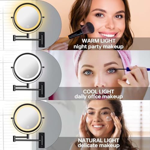 Lansi Rechargeable Wall-Mounted Lighted Makeup Mirror Black