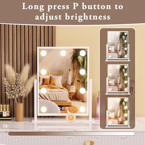 Stylish Vanity Mirror with 360-Degree Rotation and 3 Lighting Modes
