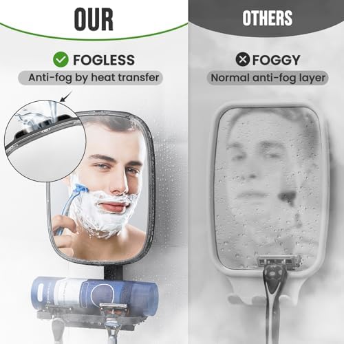 Fog-Free shower mirror with Razor Holder for Shaving