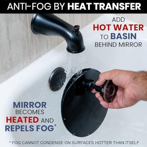 MIRRORVANA Dual Antifog Shower Mirror - 8 Round Black