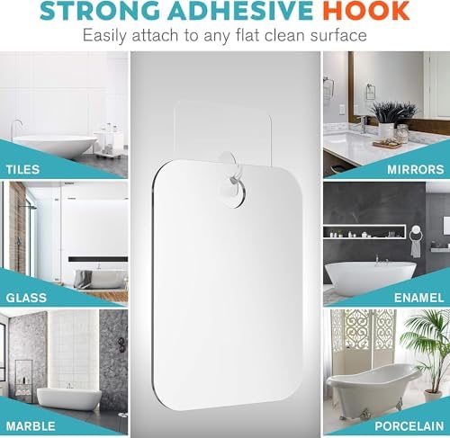 HoneyBull Flat Shower Mirror with Razor Holder