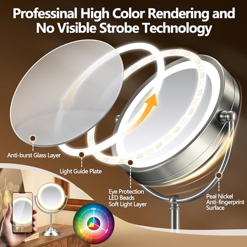 Stylish Large Rechargeable Makeup Mirror with 86 Precision