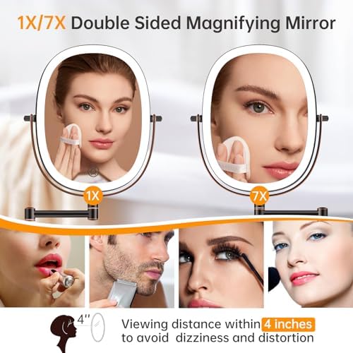 Wall Mounted Double-Sided Touch Dimmable 8-Inch Makeup Mirror