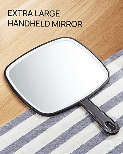 OMIRO Extra Large Handheld Mirror with Handle - Black Pack of 3