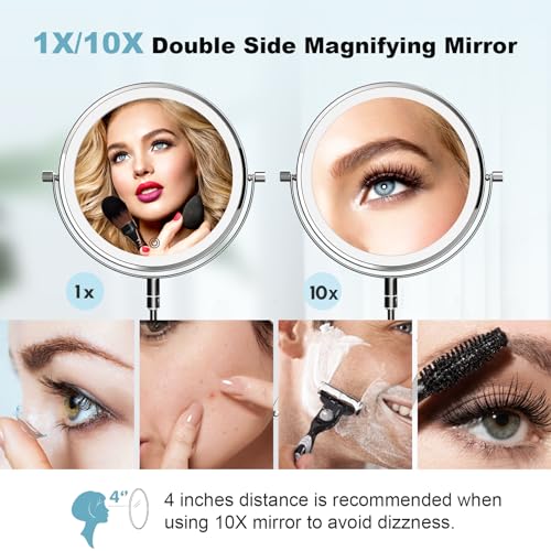 8-inch Double-Sided Wall-Mounted Makeup Mirror with Rechargeable Battery