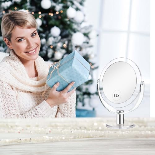 Double-Sided Magnifying Vanity Mirror with 1X15X Swivel Stand