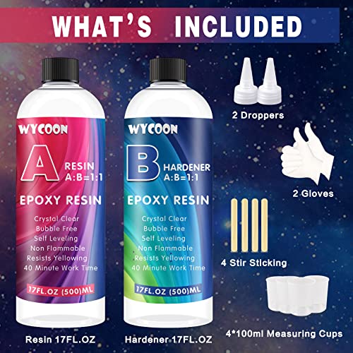 WYCOON Crystal Clear 16oz Epoxy Resin Kit Bubble-Free Professional Grade