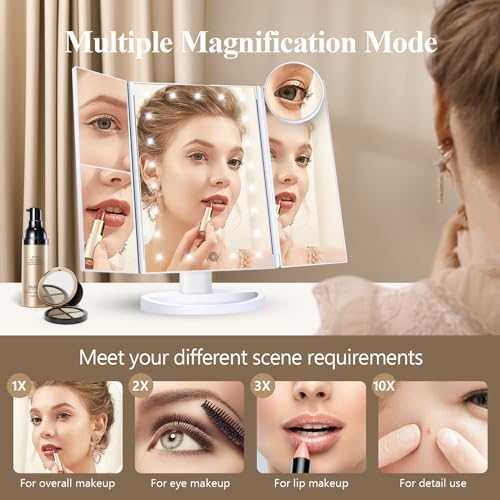 Portable HUONUL Makeup Mirror with Lights and Touch Control