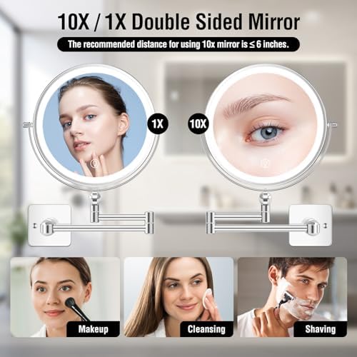 10x Magnifying Wall-Mounted Makeup Mirror