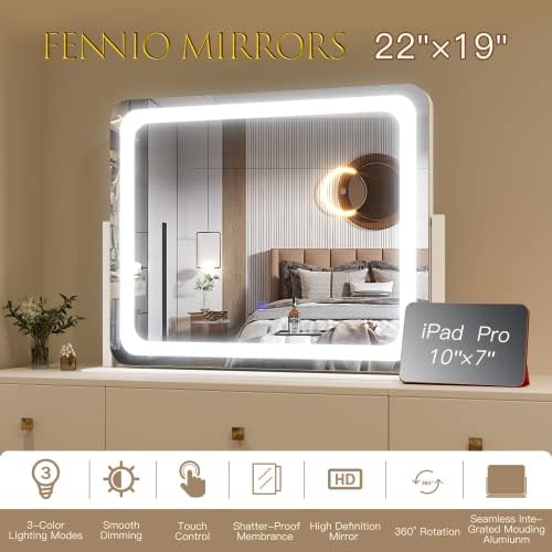 FENNIO 360 Vanity Mirror with 3 Bright Modes - 22x19