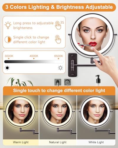 9-Inch Wall-Mounted Lighted Makeup Mirror
