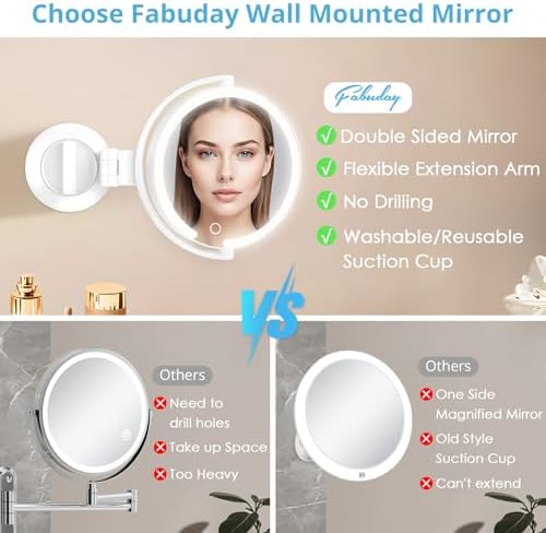 Fabuday 30x Magnifying Mirror with Lights Suction Cup