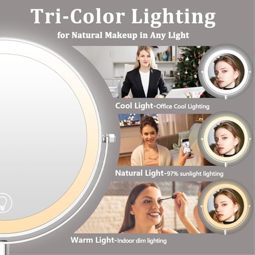 9-Inch Vanity Mirror with Rechargeable Lights