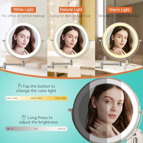 Portable Wall-Mounted Makeup Vanity Mirror Durable Rechargeable Basic