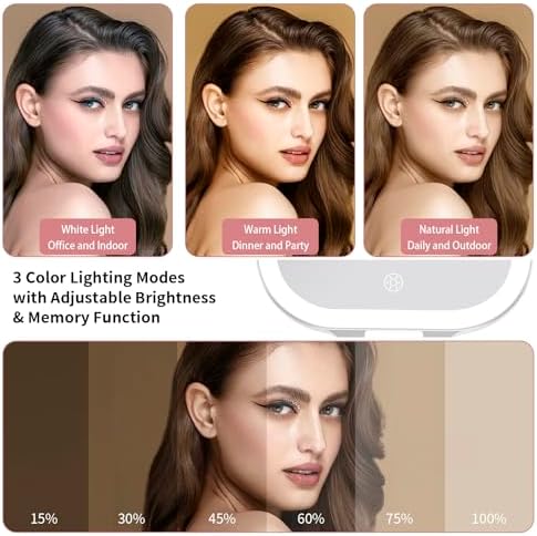 Double-Sided 1X10X Travel Makeup Mirror with LED Lights and Folding Design