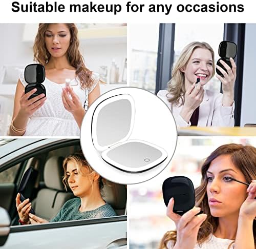 Makeup Mirror Compact with 1X 10X Dimmable Light