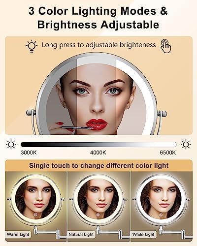 8-Inch Rechargeable Wall-Mounted Makeup Mirror