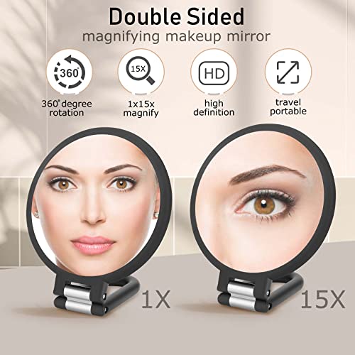 High Magnification Double Sided Mirror for Makeup and Travel