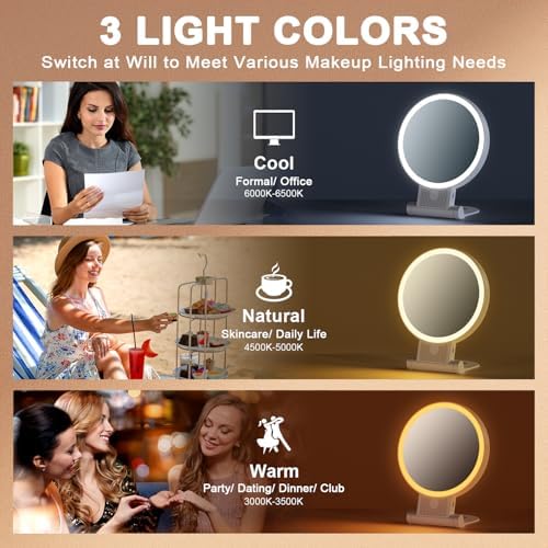 Double-Sided Makeup Mirror with 30X Magnification Adjrhble Handle