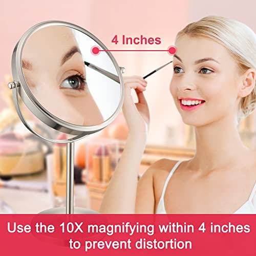 ALHAKIN 10x Magnifying Makeup Mirror Compact with 360 Swivel Anti-Slip Base