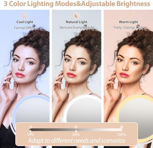 Lighted Makeup Mirror with 1X10X Magnification